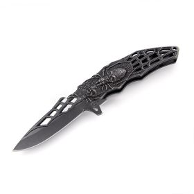 Self-defense Multifunctional Survival Camping Folding Knife (Color: black)