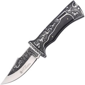 Folding Knife Outdoor Knife Wilderness Survival Pocket Knife (Color: black)
