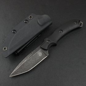 Outdoor Wilderness Survival Small Straight Knife Camping Portable Defense (Color: black)