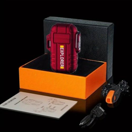 1pc USB Rechargeable Waterproof Windproof Electric Lighter; Portable Flameless Dual Arc Lighter; Smoking Accessory