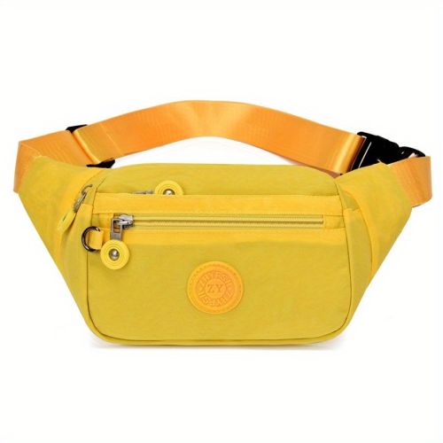 Simple Waist Bag; Letter Patch Decor Crossbody Bag; Casual Nylon Phone Bag For Outdoor Travel Sports