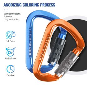 Heavy Duty 30KN Auto Locking Climbing Carabiner Clips Twist Lock (Color: black)